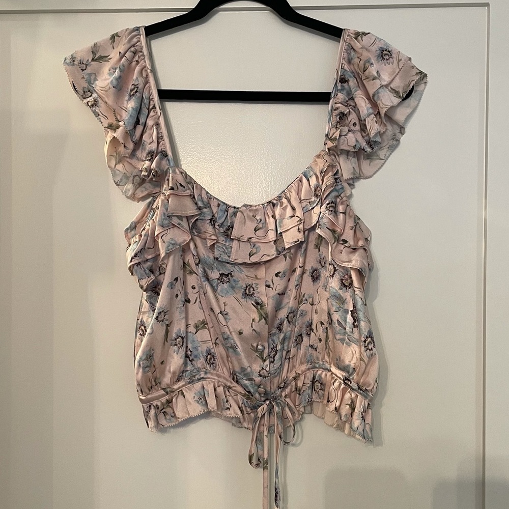 LoveShackFancy Silk Ruffle Blouse